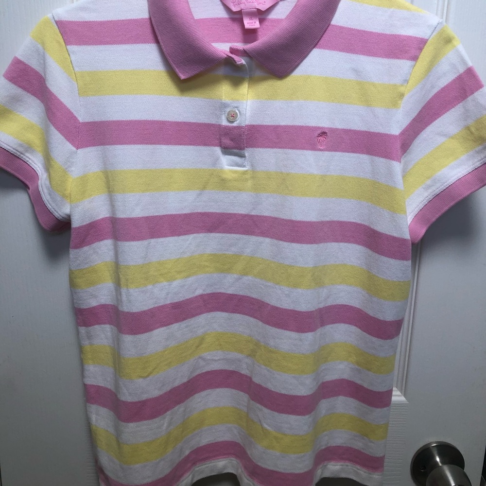 Lily Pulitzer Polo Strope XL Pink & Yellow